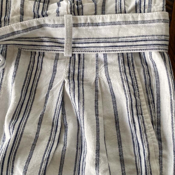 Madewell Linen Cotton Paperbag Pants in Dark Baltic Striped High waist - Picture 7 of 9